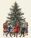 victorian christmas tree with children