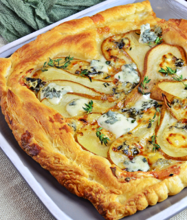 Roasted Pear, Shallot, and Blue Cheese Tart