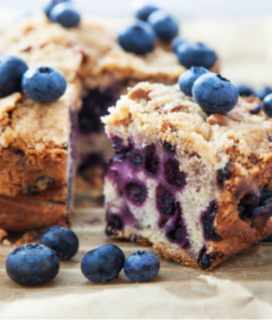 Image of piece of Blueberry Cornmeal Streusel Cake