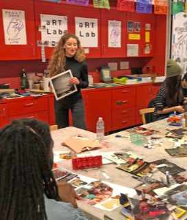 Image of BAMPFA Open Art Lab with teacher and students