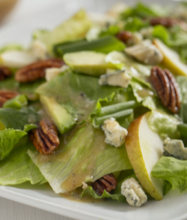 Photo of Amy’s Fall Pear Salad on a white plate