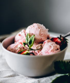Photo of a bowl of Strawberry Hibiscus & Honey Ice Cream 