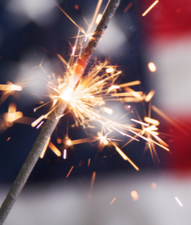 Photo of a sparkler for July 4th 2023 Holiday Hours