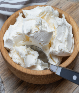 Photo of Gina Marie Cream Cheese in a wooden bowl