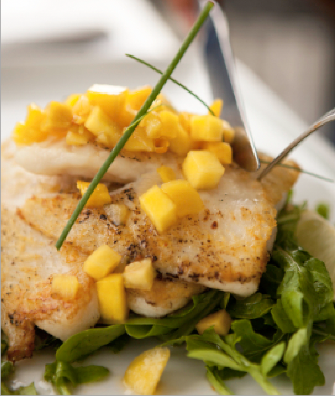 Vietnamese Peach Relish on grilled fish